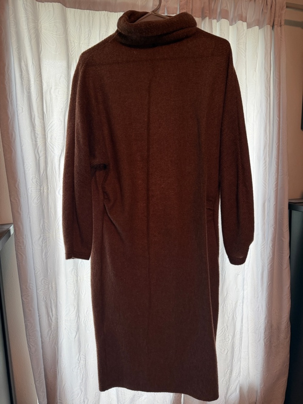 Cozy Brown Turtleneck Long Sweater Dress
